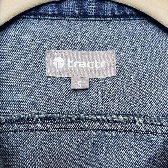 Tractr Girl Basic Denim Jacket in Indigo Sz Small - Picture 3 of 9